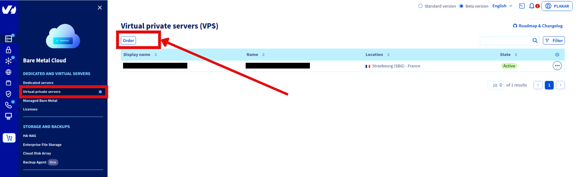 Order VPS from OVHcloud