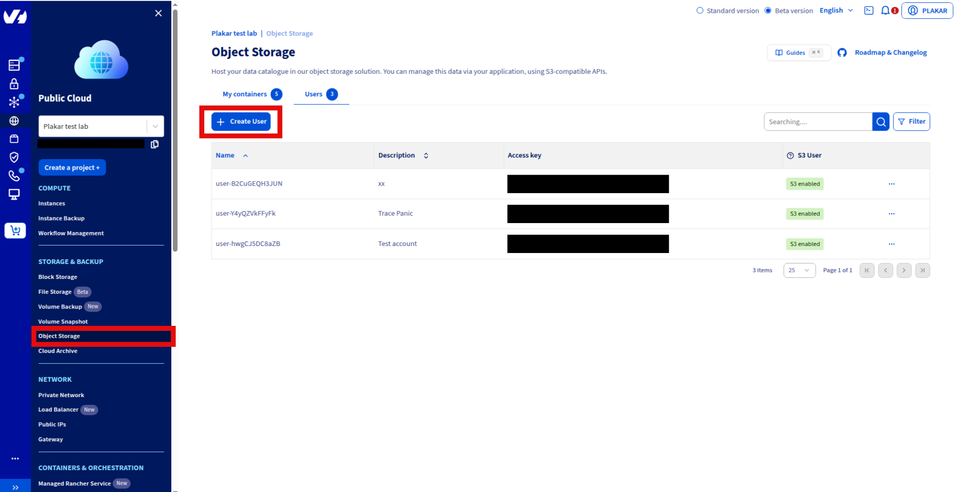 Create a user in OVHcloud Object Storage