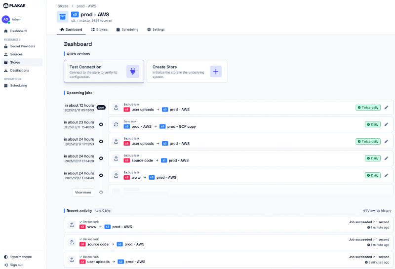 Plakar Enterprise Screenshot
