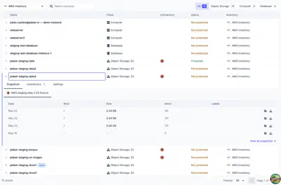 A Plakar table in context – the inventories view with pagination controls