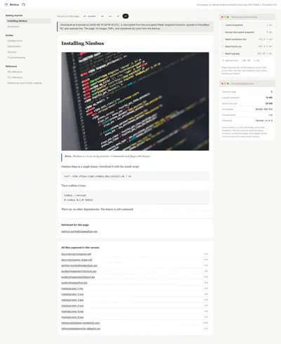 An archived version restored from a Plakar snapshot on demand